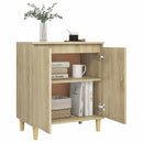 skænk med massive træben 60x35x70 cm konstrueret træ sonoma-eg