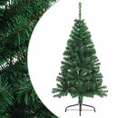 kunstigt halvt juletræ med juletræsfod 120 cm PVC grøn