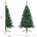 kunstigt halvt juletræ med juletræsfod 120 cm PVC grøn