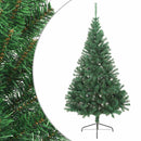 kunstigt halvt juletræ med juletræsfod 240 cm PVC grøn