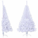kunstigt halvt juletræ med juletræsfod 150 cm PVC hvid