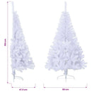 kunstigt halvt juletræ med juletræsfod 150 cm PVC hvid