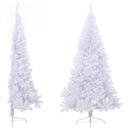 kunstigt halvt juletræ med juletræsfod 210 cm PVC hvid