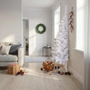 kunstigt halvt juletræ med juletræsfod 210 cm PVC hvid