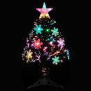 juletræ med LED-snefnug 64 cm fiberoptik sort