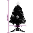 juletræ med LED-snefnug 64 cm fiberoptik sort