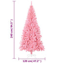 kunstigt juletræ med juletræsfod 240 cm PVC lyserød