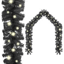 juleguirlande med LED-lys 10 m sort