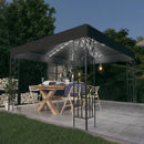 pavillon med LED-lyskæder 3x3 m antracitgrå