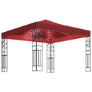 pavillon med LED-lyskæder 3x3 m vinrød