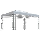 pavillon med dobbelt tag og LED-lyskæder 3x4 m hvid