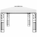 pavillon med dobbelt tag og LED-lyskæder 3x4 m hvid