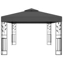 pavillon med dobbelt tag og LED-lyskæder 3x4 m antracitgrå