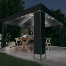 pavillon med dobbelt tag og LED-lyskæder 3x3 m antracitgrå