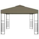 pavillon med LED-lyskæder 3x3 m gråbrun