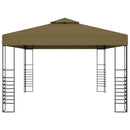 pavillon med LED-lyskæder 3x4 m gråbrun