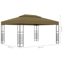 pavillon med LED-lyskæder 3x4 m gråbrun