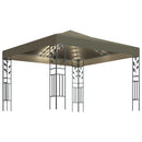 pavillon med LED-lyskæder 3x3 m gråbrun