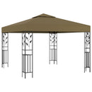 pavillon med LED-lyskæder 3x3 m gråbrun
