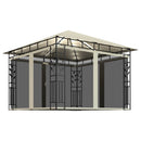 pavillon med myggenet og LED-lyskæder 3x3x2,73 m cremefarvet