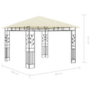 pavillon med myggenet og LED-lyskæder 3x3x2,73 m cremefarvet