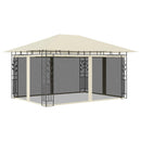 pavillon med myggenet og LED-lyskæder 4x3x2,73 m cremefarvet