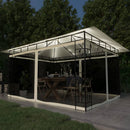 pavillon med myggenet og LED-lyskæder 4x3x2,73 m cremefarvet