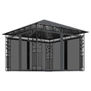 pavillon med myggenet og LED-lyskæder 3x3x2,73 m antracitgrå
