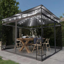 pavillon med myggenet og LED-lyskæder 3x3x2,73 m antracitgrå