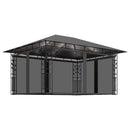 pavillon med myggenet og LED-lyskæder 4x3x2,73 m antracitgrå