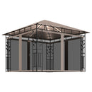 pavillon med myggenet og LED-lyskæder 3x3x2,73 m gråbrun
