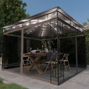 pavillon med myggenet og LED-lyskæder 3x3x2,73 m gråbrun