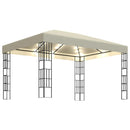 pavillon med LED-lyskæder 3x4 m cremefarvet