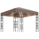 pavillon med LED-lyskæder 3x3 m gråbrun