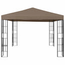 pavillon med LED-lyskæder 3x3 m gråbrun