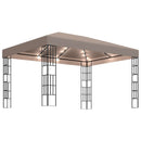 pavillon med LED-lyskæder 4x3 m gråbrun