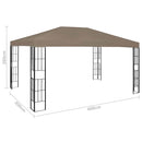 pavillon med LED-lyskæder 4x3 m gråbrun