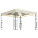 pavillon med LED-lyskæder 3x3 m stof cremefarvet