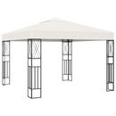 pavillon med LED-lyskæder 3x3 m stof cremefarvet