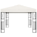 pavillon med LED-lyskæder 3x3 m stof cremefarvet