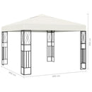 pavillon med LED-lyskæder 3x3 m stof cremefarvet