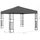 pavillon med LED-lyskæder 3x3 m stof antracitgrå