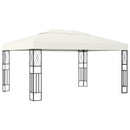 pavillon med LED-lyskæder 3x4 m stof cremefarvet