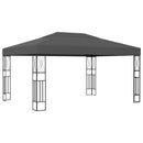 pavillon med LED-lyskæder 3x4 m stof antracitgrå