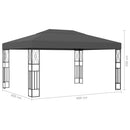 pavillon med LED-lyskæder 3x4 m stof antracitgrå