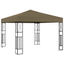 pavillon med LED-lyskæder 3x3 m stof gråbrun