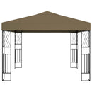 pavillon med LED-lyskæder 3x3 m stof gråbrun