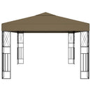 pavillon med LED-lyskæder 3x4 m stof gråbrun