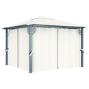 pavillon med gardin + LED-lyskæder 3x3 m aluminium cremefarvet