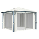 pavillon med gardin + LED-lyskæder 3x3 m aluminium cremefarvet